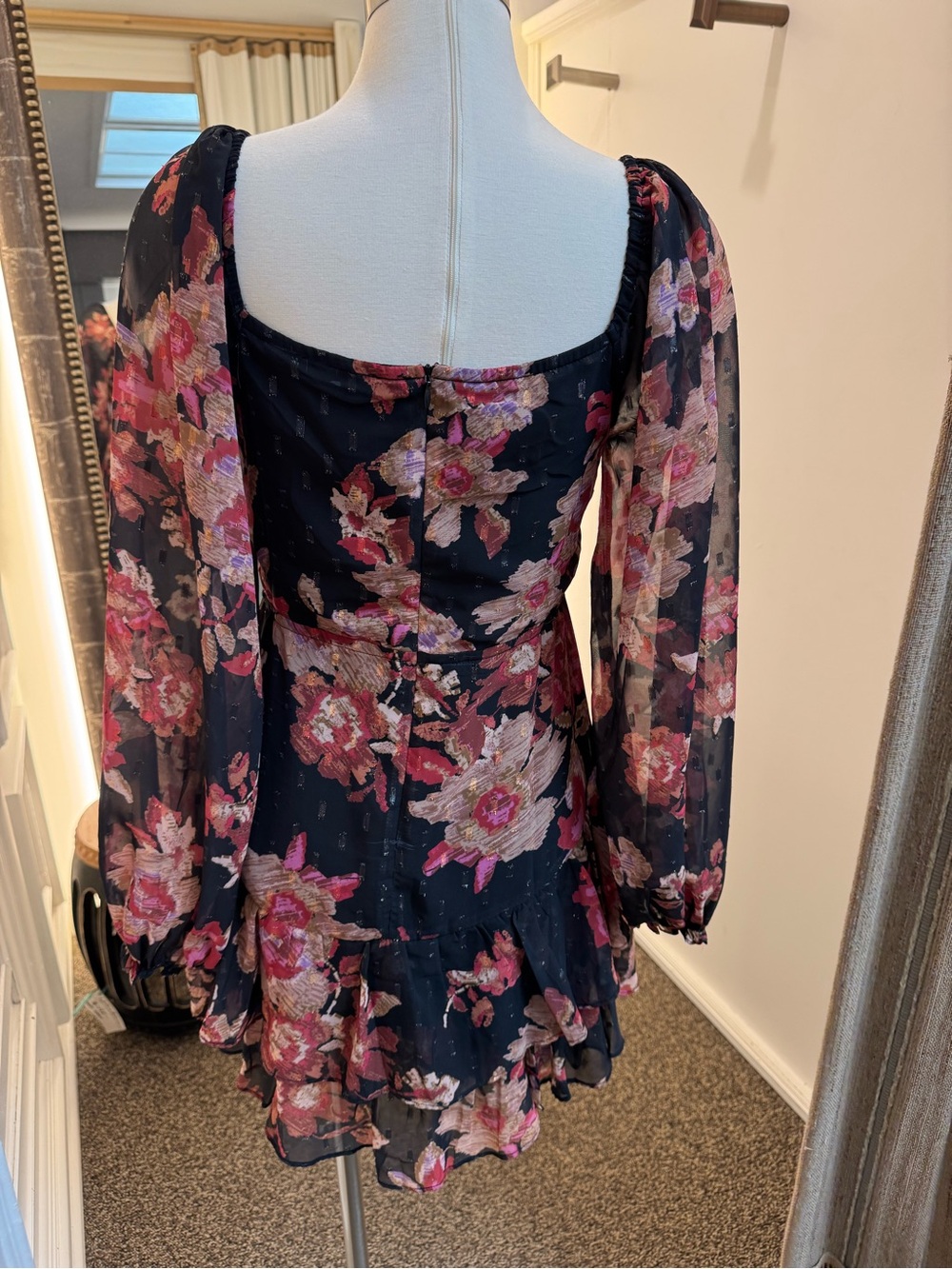 Lulu’s Floral Ruffle Mini Dress in Black and Red - Picture 3 of 3